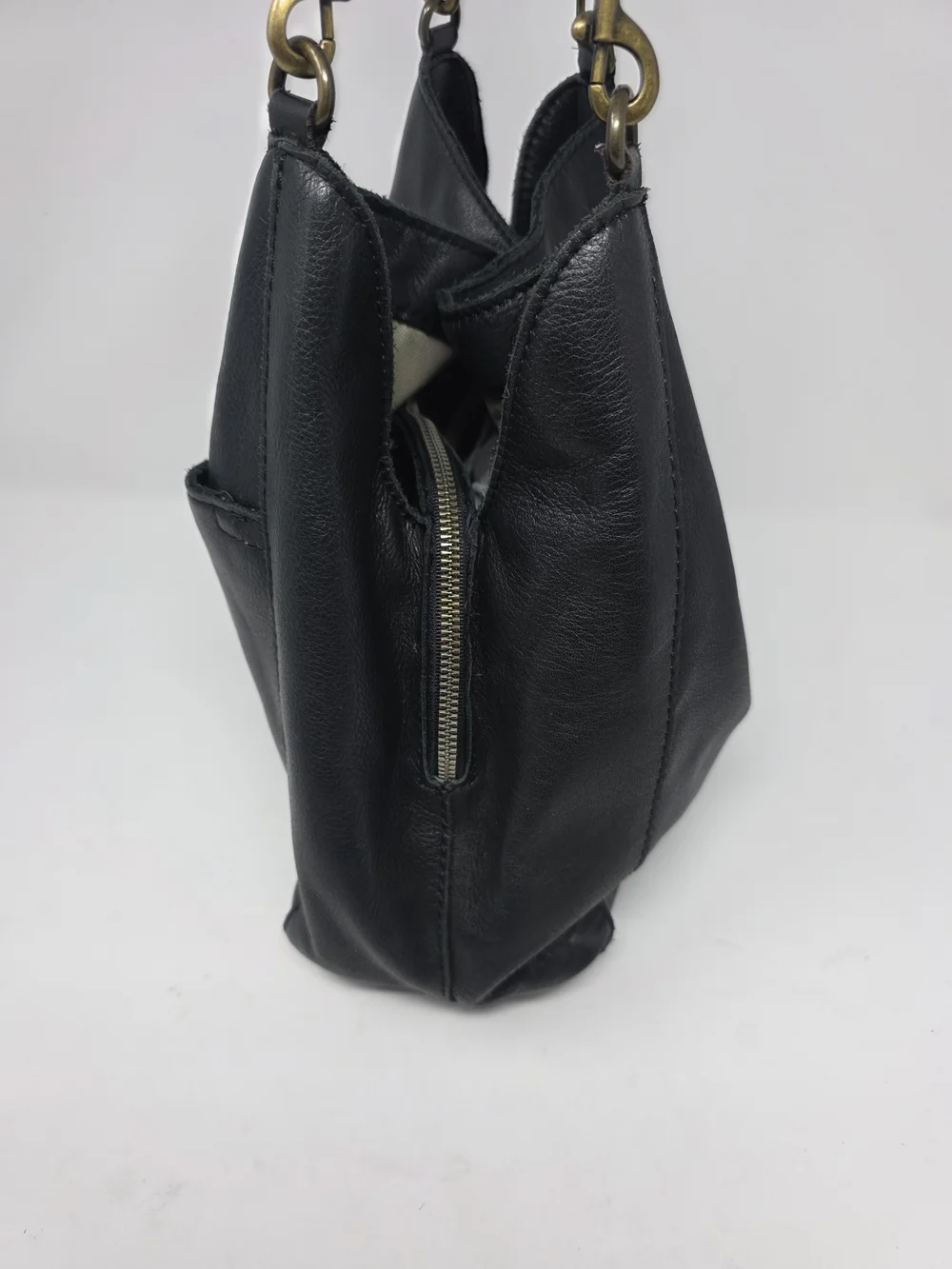 American West Black Leather Hobo Handbag